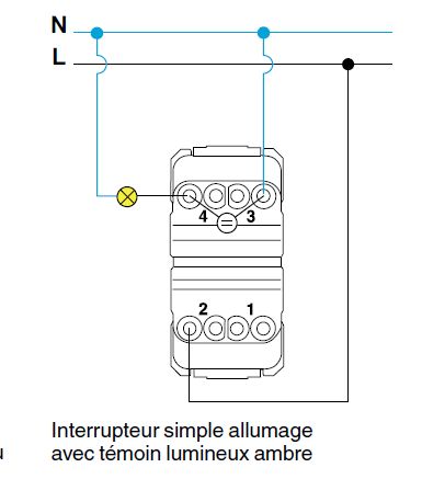 Branchement interrupteur avec voyant schneider